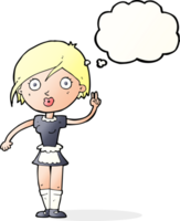 cartoon waitress making hand gesture with thought bubble png