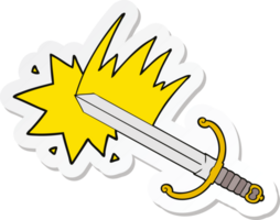 sticker of a swinging cartoon sword png