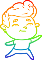 Regenbogen-Gradientenlinie zeichnet glücklichen Cartoon-Mann png