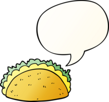 taco de dessin animé et bulle de dialogue dans un style de dégradé lisse png