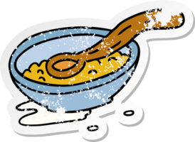 distressed sticker cartoon doodle of a cereal bowl png