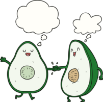 cartoon dancing avocados and thought bubble png