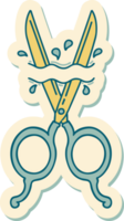 tattoo style sticker of barber scissors png