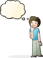 cartoon boy wondering with thought bubble png