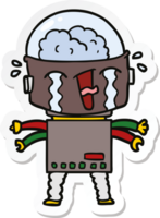 sticker of a cartoon crying robot png