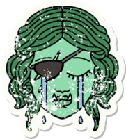 crying half orc rogue character face grunge sticker png