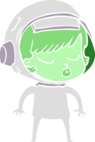 chica astronauta bonita de dibujos animados de estilo de color plano png