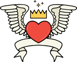 tatouage avec bannière d'un coeur avec des ailes png