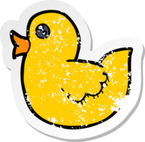 retro distressed sticker of a cartoon rubber duck png