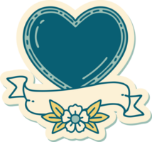 tattoo style sticker of a heart and banner png