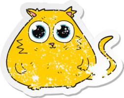 retro distressed sticker of a cartoon cat with big pretty eyes png