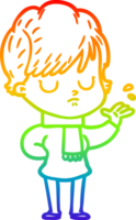 rainbow gradient line drawing cartoon woman png