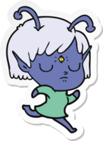 sticker of a cartoon alien girl png