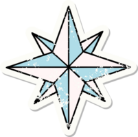 traditional distressed sticker tattoo of a star png