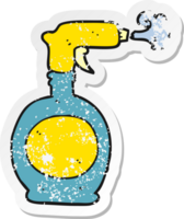 retro distressed sticker of a cartoon spray bottle png