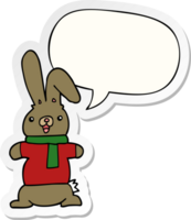 lapin de dessin animé et autocollant de bulle de dialogue png