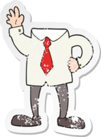 retro distressed sticker of a cartoon headless businessman png