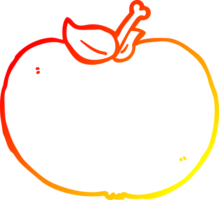 pomme de dessin animé de dessin de ligne de gradient chaud png