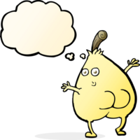 a nice pear cartoon with thought bubble png