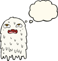 gross cartoon ghost with thought bubble png