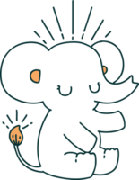 Éléphant mignon de style tatouage traditionnel png