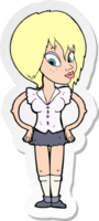 sticker of a cartoon woman with hands on hips png