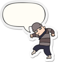 cartoon sneaking thief and speech bubble sticker png