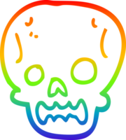 rainbow gradient line drawing cartoon halloween skull png