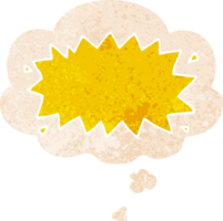 cartoon explosion symbol and thought bubble in retro textured style png