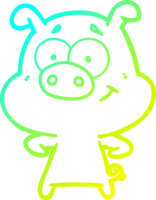 ligne de gradient froid dessinant un cochon de dessin animé heureux png