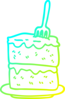 ligne de gradient froid dessinant une tranche de gâteau de dessin animé png