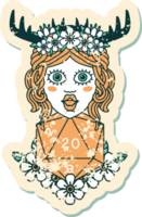 human druid with natural twenty dice roll grunge sticker png