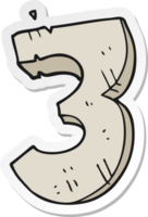 sticker of a cartoon stone number three png