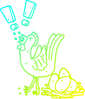 Kalte Gradientenlinie Zeichnung Cartoon-Huhn, das Ei legt png