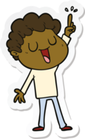 sticker of a laughing cartoon man with great idea png