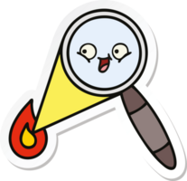 sticker of a cute cartoon magnifying glass png