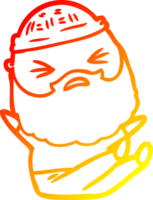 homem de desenho animado de desenho de linha de gradiente quente com barba png