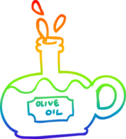 rainbow gradient line drawing cartoon bottle of oilve oil png