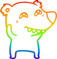 rainbow gradient line drawing cartoon bear showing teeth png