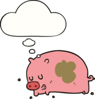 cochon de dessin animé mignon et bulle de pensée png