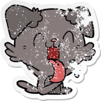 bedrövad klistermärke av en tecknad serie flämtande hund Sammanträde png