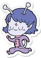 sticker of a cartoon alien girl png