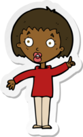 sticker of a cartoon woman explaining her point png