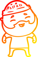 warm gradient line drawing cartoon happy bearded man png