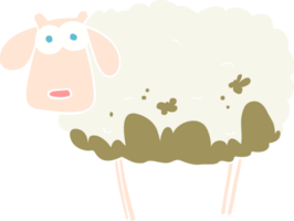 flat color illustration of a cartoon muddy sheep png