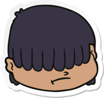 sticker of a cartoon face with hair over eyes png