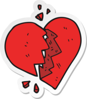 sticker of a cartoon broken heart png