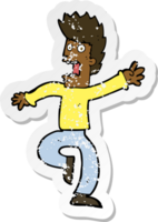 retro noodlijdende sticker van een cartoon bang man png