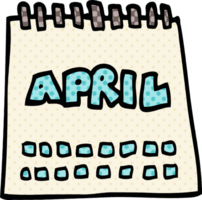 cartoon doodle calendar showing month of april png