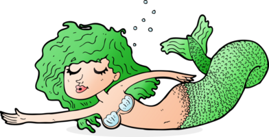 cartoon green haired mermaid png